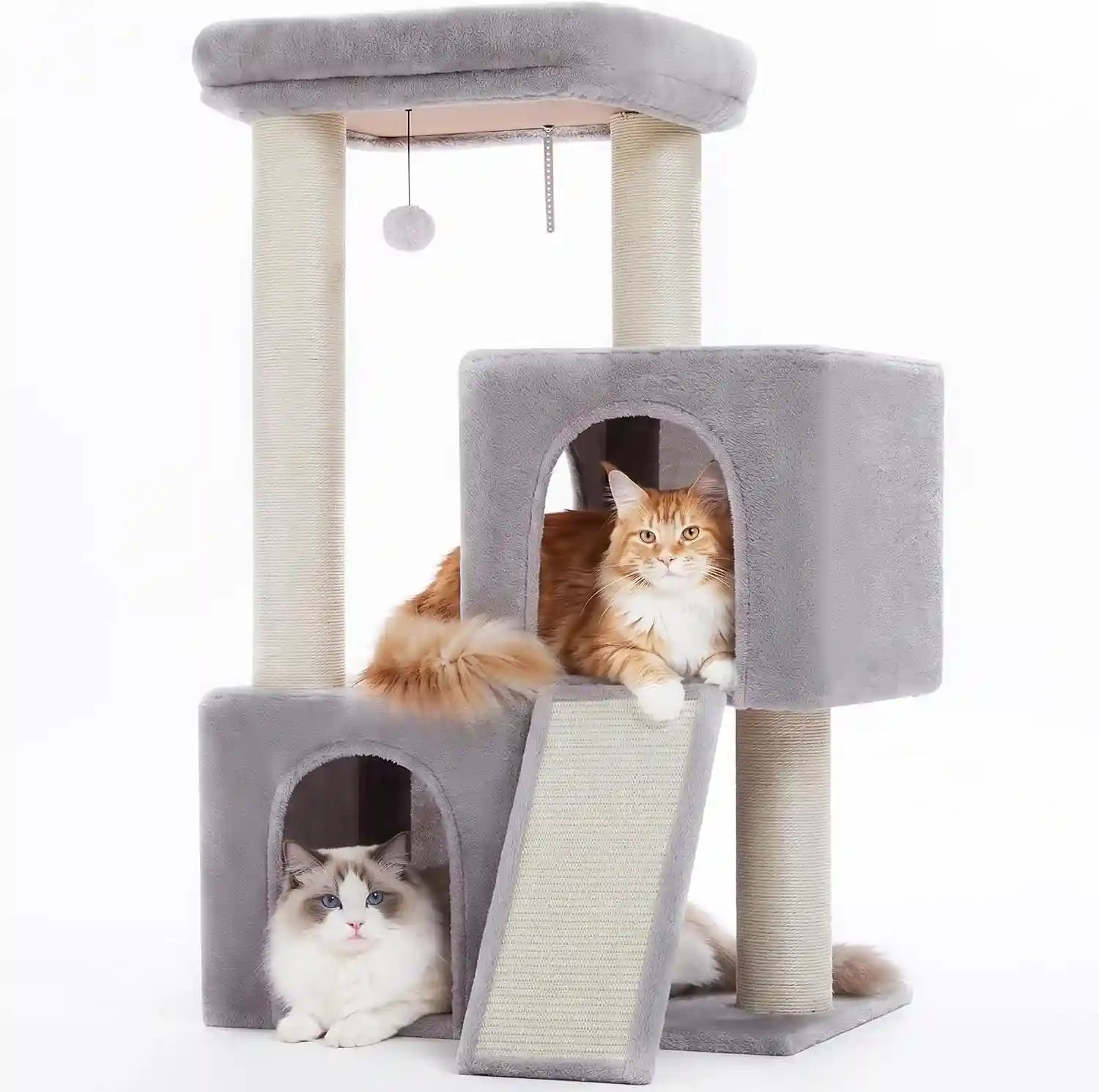 pawz-road-30-cat-tower-small-cat-tree-with-2-condos-for-indoor-cats-cat-trees-for-small-cats-cat-houses-with-scratching-ramp-and-posts-dual-condos-top-perch-for-multi-cat