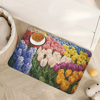 Marble Dog Cat Food Mat,Blue Teal Turquoise Gold Absorbent Pet Feeding Mat with Rubber Backing,Non-Slip Water Bowl Placemat,Indoor Pet Accessories Supplies 12"X20"21