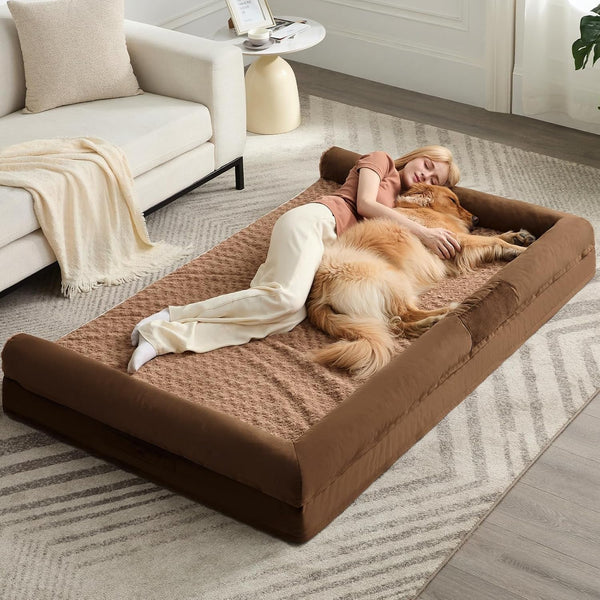 BFPETHOME Orthopedic Washable Dog Beds Large Sized Senior Dog for Comfy Sleeping with Removable Cover, Waterproof Big Soft Pet Couch Bed for Dogs Relax13