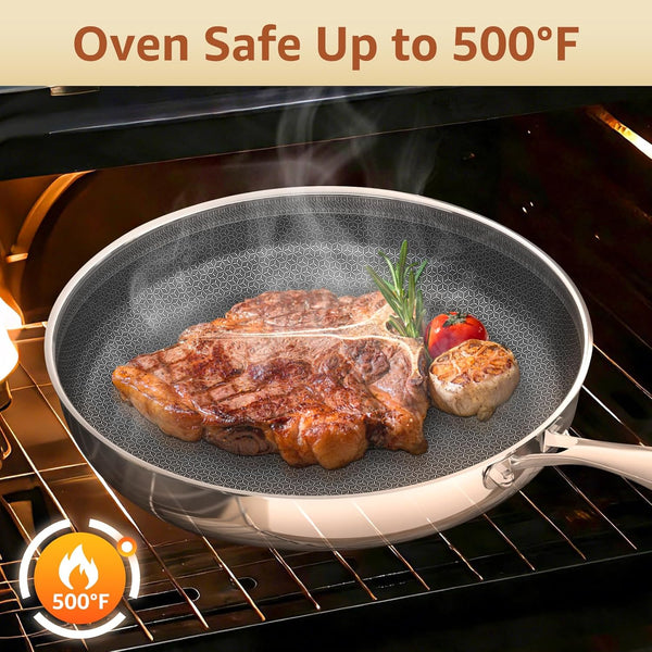 12 Inch Hybrid Nonstick Frying Pan with Glass Lid | PFOA Free | Stainless Steel Skillet | Non-Toxic | Stay-Cool Detachable Handle | Dishwasher and Oven Safe | Induction Ready6