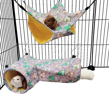 EAEDMY Guinea Pig Rat Ferret Hammock, Small Animal Corner Tunnel & Tubes & Bed for Hedgehog Piggy Chinchilla Hideout Toys and Cage Accessories7