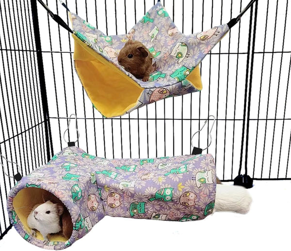EAEDMY Guinea Pig Rat Ferret Hammock, Small Animal Corner Tunnel & Tubes & Bed for Hedgehog Piggy Chinchilla Hideout Toys and Cage Accessories7