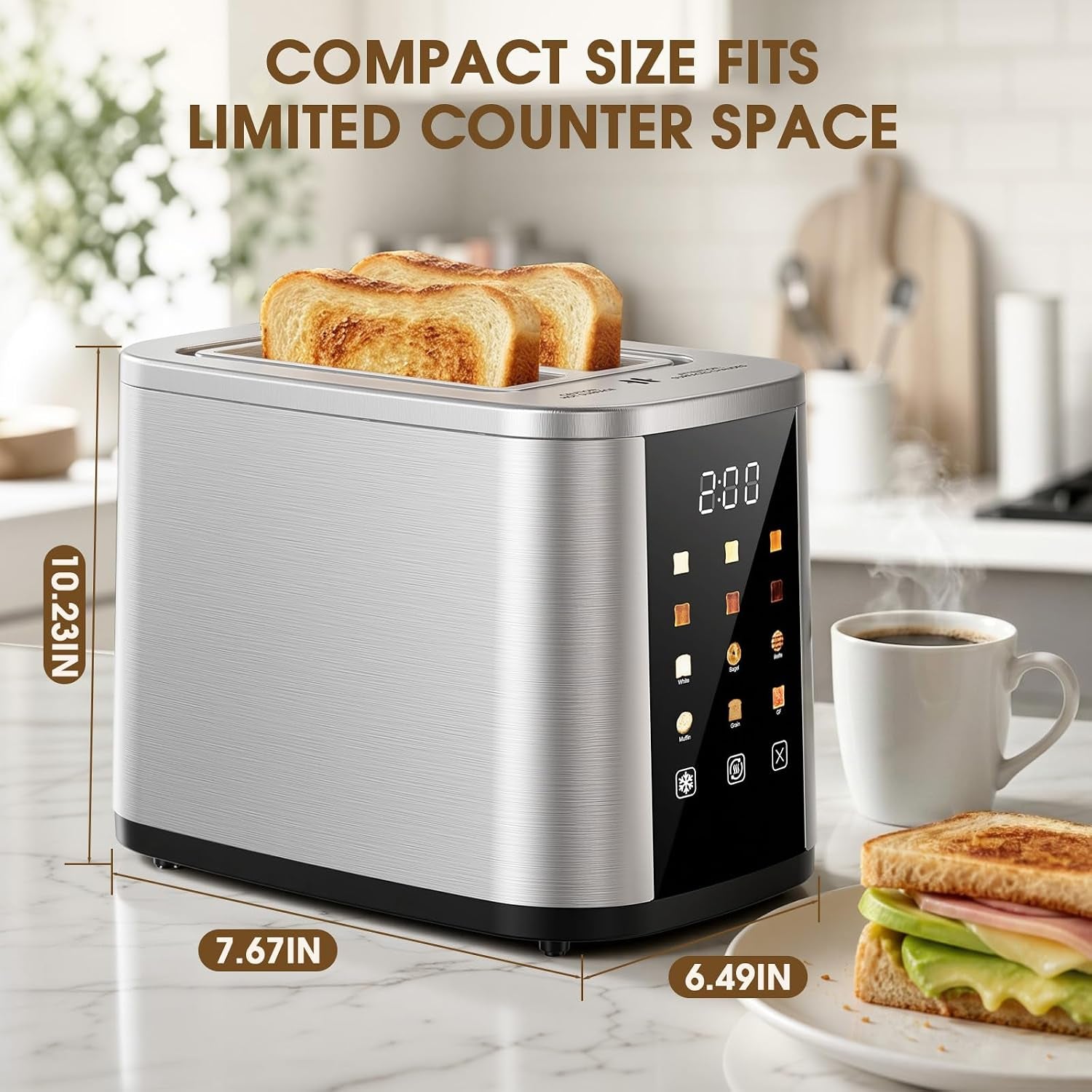 2-slice-toaster-with-touch-screen-1-5-extra-wide-slots-for-bagels-thick-bread-stainless-steel-digital-countdown-timer-6-shade-settings-defrost-reheat-cancel-removable-crumb-tray