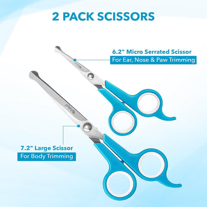 Boshel Razor-Sharp Stainless Steel Dog Grooming Scissors for Grooming Professionals at Home with Rounded Safety Tips, 2 Pack2