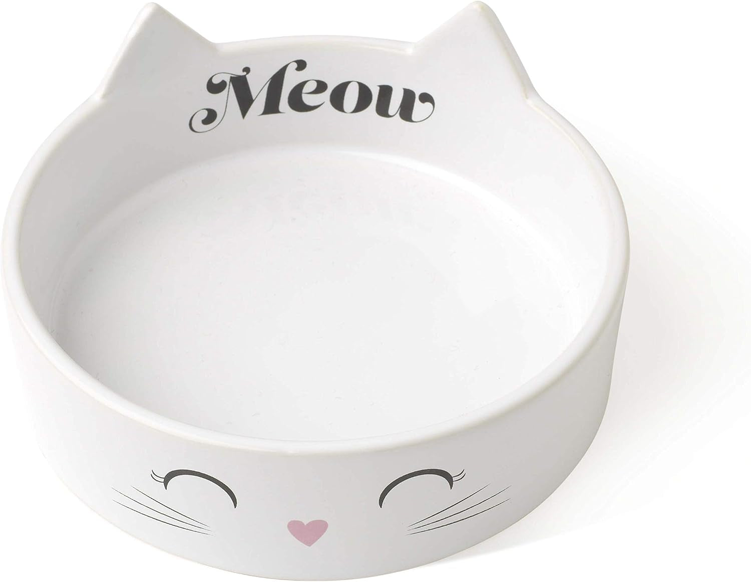 petrageous-16037-meow-kitty-dishwasher-safe-stoneware-cat-bowl-5-inch-diameter-1-5-inch-tall-with-1-cup-capacity-for-cats-white
