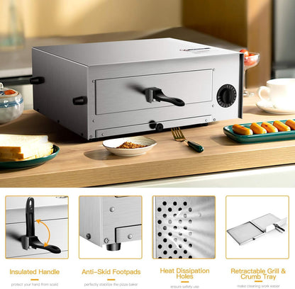 Indoor Pizza Oven Countertop, 1450W | 30Mins Timer, Multifunctional Electric Cooker, Handle & Removable Tray, Kitchen and Commercial Use6