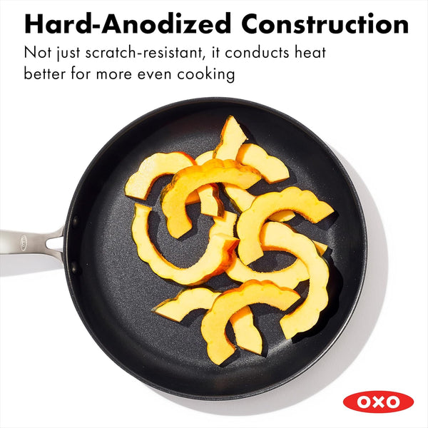 OXO Enhanced 12" Frying Pan Skillet, Pfas-Free Ceramic Nonstick, Durable Hard Anodized Cookware, Scratch Resistant, Stainless Steel Handle, Good Grips, Dishwasher & Oven Safe, Black4