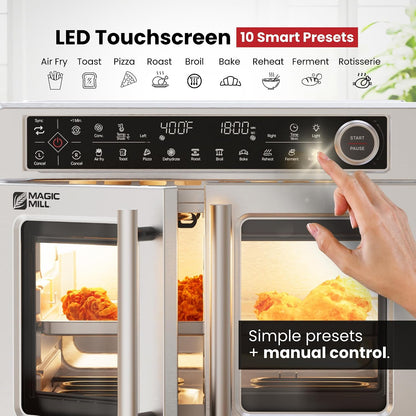 Ultra-Premium Dual-Zone Stainless Steel Air Fryer Toaster Oven Combo, Extra Large 32QT French Door Convection Oven with Next-Gen Patent Technology, 13 Accessories, Rotisserie, Sync Finish5