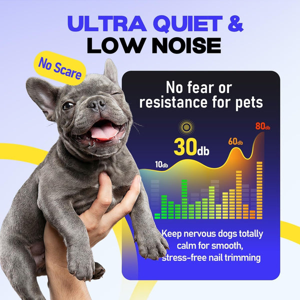 Whisper-Quiet Dog Nail Grinder 50% More Powerful for Sensitive Dogs,Cats | 6-Speed Pet Nail Trimmer with LED Display & 4 LED Lights, 3 Grinding Bits, No Over-Cutting,Stress-Free Grooming for All Pets2