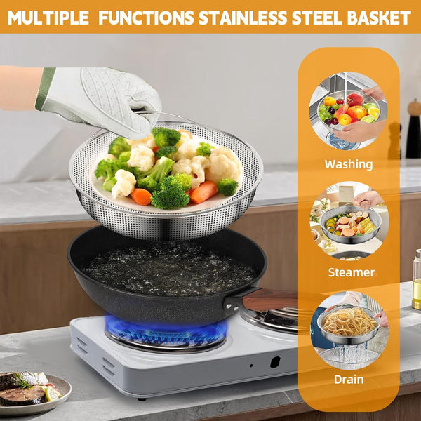 13'' Nonstick Wok, Woks & Stir-Fry Pans with Lid and Steamer Basket5