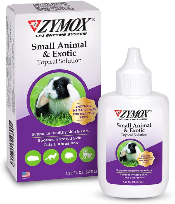 Zymox Small Animal & Exotic Topical Solution, 1.25 Oz. – Supports Healthy Skin & Ears for Dog, Cat, Rabbit, Guinea Pig, Ferret, Hamster, Chinchilla, Monkey1