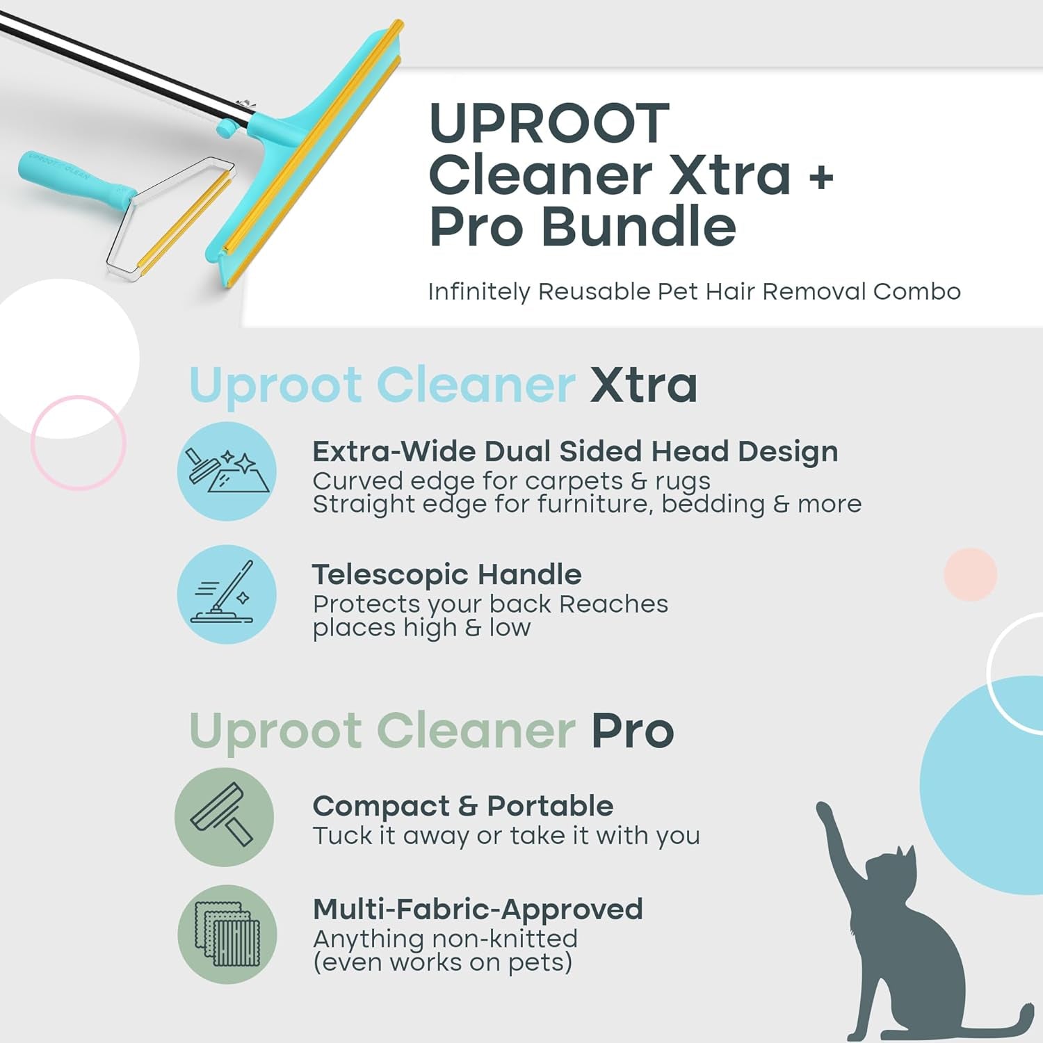 uproot-clean-pro-bundle-pet-hair-removal-tool-carpet-rake-w-t-60-handle-reusable-pet-hair-removal-set-scrape-easy-the-cat-dog-fur-from-carpets-rugs-cat-bed-car-trunk-more-patented-design