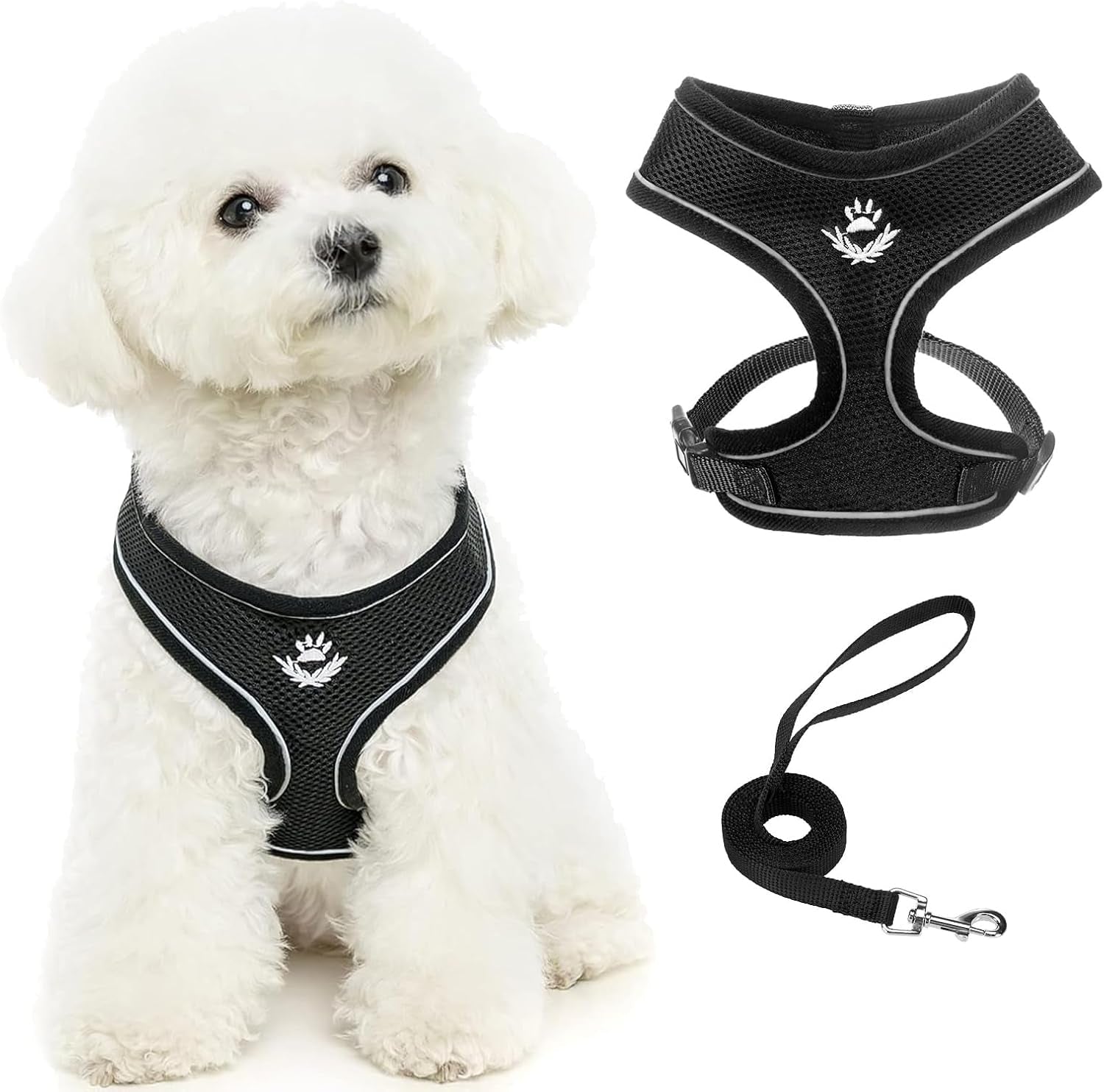 pupteck-soft-mesh-dog-harness-small-sized-and-leash-set-pet-puppy-cat-comfort-padded-vest-no-pull-harnesses-beige-s