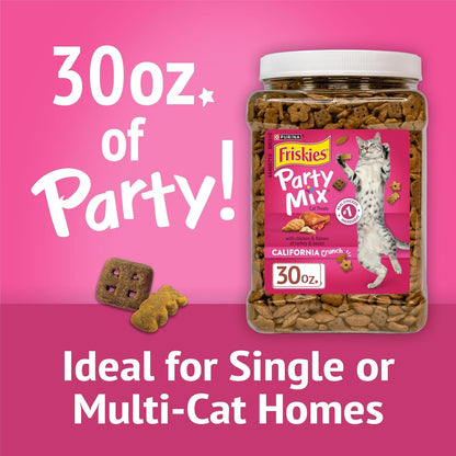 Purina Friskies Party Mix California Crunch with Chicken and Flavors of Turkey and Bacon Cat Treats - 30 Oz Canister3