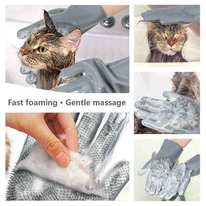 Pet Grooming Gloves - Gentle Dog Bathing Shampoo Brush - Massage Mitt with Enhanced Five Finger Design - Efficient Deshedding Glove for Dogs, Cats, Rabbits and Horses - 1 Pack5