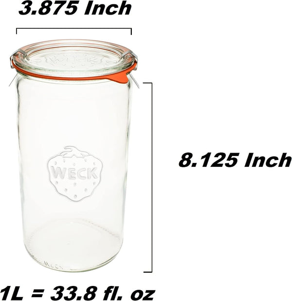 Jar 974 - 1.5L Glass Jars with Large Storage Capacity - Preserving Jars with Airtight Lids Suitable for Pickling - Heat Resistant Canning Jars - Microwave Safe - (1 Jar with Glass Lid) 54 Fl. Oz2