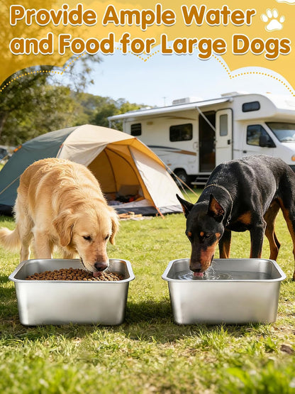 2 Pcs 4 Gallons Extra Large Dog Water Bowl - Durable Reusable Stainless Steel Dog Bowl, High Capacity Water and Food Bowls for Household with Multiple Large Dogs Indoor Outdoor6