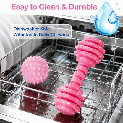 Puppy Toys, 6 Pack Dog Chew Toys for Puppy, Cute Pink Small Dog Toys, Puppy Teething Toys for Puppies, Soft Durable Interactive Chew Toy for Small Dogs6