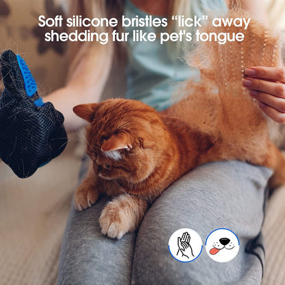 Pet Hair Removal Glove with 255 Silicone Tips for Dogs & Cats, 1 Pair Blue | 2-In-1 Deshedding & Massage Mitt, 5-Finger Flexible Design, for Bathing & Grooming, Safe for Long/Short/Curly Hair Pets8