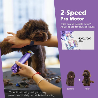 Professional Dog Grooming Clipper with 5-In-1 Replacement Blade | Adjustable Blade Cordless Pet Grooming Kit 2 Speed Trimmer Hair Shaver with Detachable Metal Combs Nova for Animal Horse6