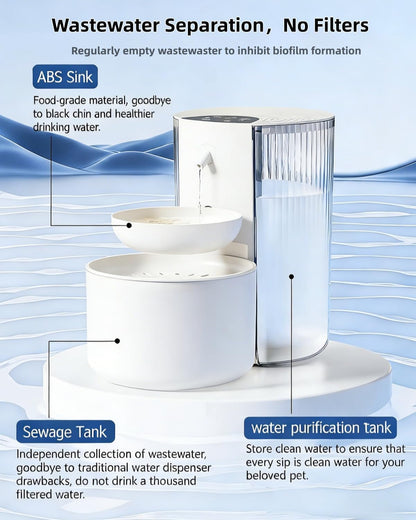 Filterless Cat Water Fountain, 3.5L/118Oz Wastewater Separation & No Filter | Stainless Steel Bowl, Quiet ,Pet Water Fountain for Cats & Dogs Dispenser, Wireless Automatic Water Fountains4