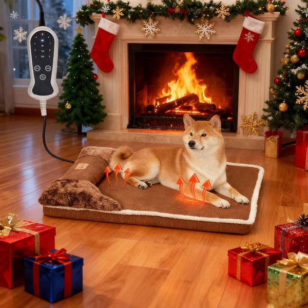 Heated Pet Bed for Cat & Puppy, 20×20In Dog Beds with Memory Foam Pet Bed, Nine Gears Smart Switch Dog Sofa with Timer, Washable Removable Cotton Sleeve, Soft and Comfortable10