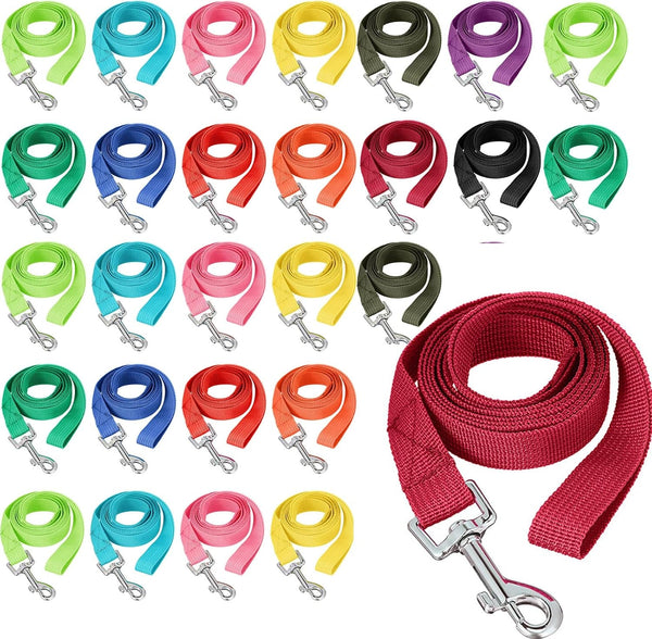 24 Pack Nylon Dog Training Leash Bulk 5 Ft Dog Leash for Small and Medium Puppy Traction Rope for Training, Play, Camping, or Backyard, 12 Assorted Colors(Vibrant Colors)7