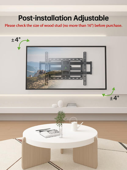 Full Motion TV Wall Mount for Most 42-90 Inch Flat Screen/Led/4K, TV Mount Bracket Dual Swivel Articulating Tilt 6 Arms, Max 16" Wood Studs, VESA 600X400Mm, Holds up to 132Lbs6