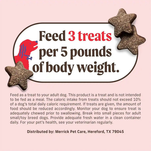 Merrick Power Bites Natural Soft and Chewy Real Meat Dog Treats, Grain Free Snack with Real Beef Recipe - 6 Oz. Bag6