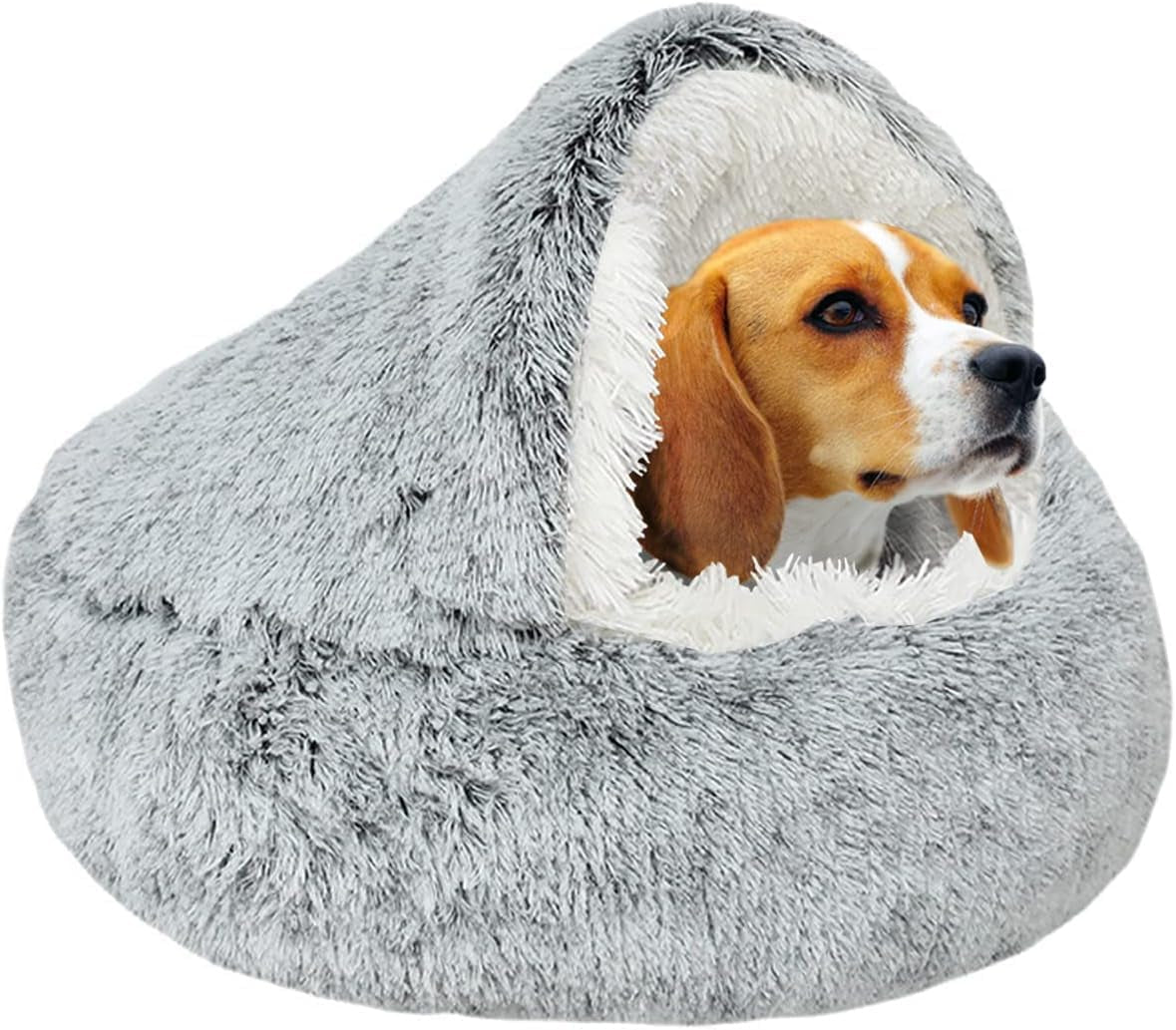 suoxu-anti-anxiety-cat-bed-plush-hooded-cave-20-in-diameter-suitable-for-small-to-medium-pets-pink