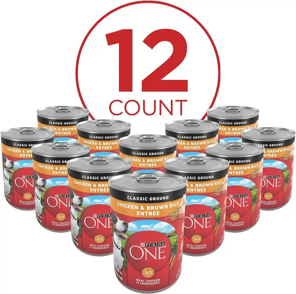 Purina ONE Classic Ground Chicken and Brown Rice Entree Adult Wet Dog Food - (Pack of 12) 13 Oz. Cans4