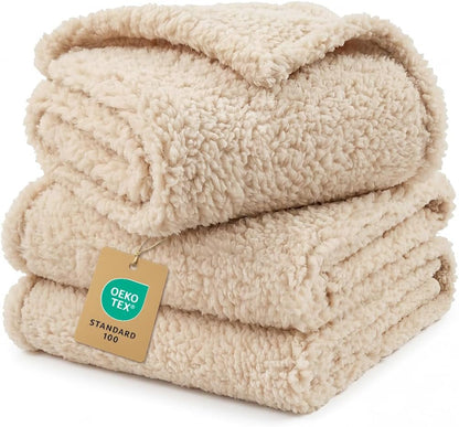 1 Pack 3 Calming Blankets Fluffy Premium Fleece Pet Blanket Soft Sherpa Throw for Dog Puppy Cat Beige Small (23" X16'') | Fluffy Throw Blanket Washeble for Crate Bed Couch Indoor. Cozy Pet Blanket, Puppy Essentials Dog Gift,Beige,Small1
