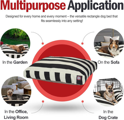 Majestic Pet Stripes Rectangle Medium Dog Bed Washable – Non Slip Comfy Pet Bed – Dog Crate Bed with Removable Washable Cover – Dog Kennel Bed for Sleeping, Polyester Fiber, Medium, Black3