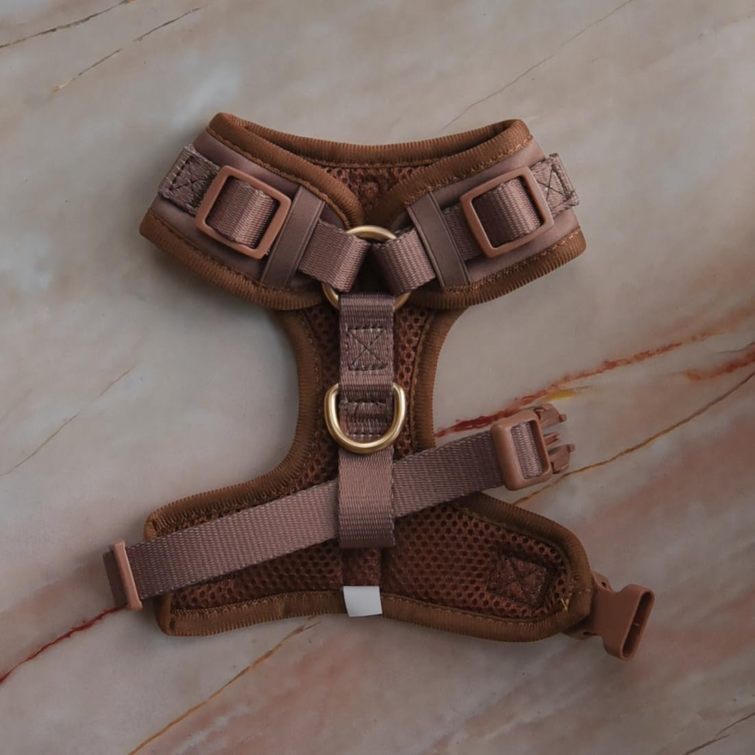 premium-no-pull-dog-harness-soft-neoprene-breathable-mesh-vest-with-front-back-clip-d-rings-adjustable-lightweight-walking-harness-for-puppies-small-medium-dogs-bronze-brown-gold-m