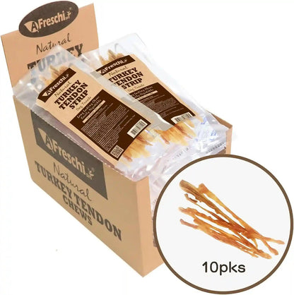 A Freschi Srl Turkey Tendons for Dogs, Usa-Sourced Human Grade, Rawhide-Free Long-Lasting Puppy Chews, All Natural Hypoallergenic Dog Treats for Small Breeds, Strips, 3Oz Pack13