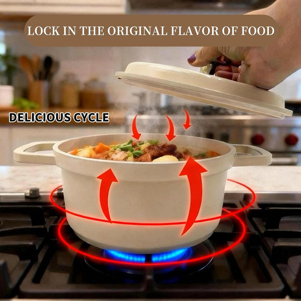 2.9QT Aluminum Dutch Oven Pot with Lid, Lightweight Casserole Dish, Compatible with Induction, Gas & Electric Stovetops, Nonstick Stew Pot for Braising, Roasting, Soup & Bread Baking4