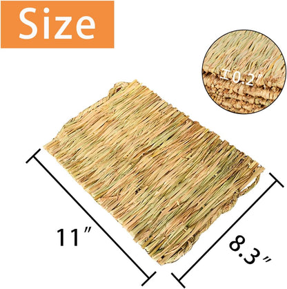 PINVNBY 6 Pack Rabbit Grass Mat,Bunny Natural Straw Woven Bed,Small Animal Cages Hay Nest Sleeping,Chewing,Nesting and Toys for Rabbits Guinea Pig Hamster Hedgehog and Squirrel Bed Mat3