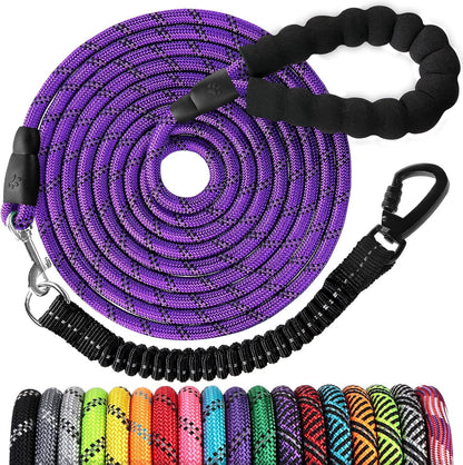 Long Dog Leash 15 FT: Heavy Duty Rope Leashes for Dogs Training with Swivel Lockable Hook Reflective Threads Bungee and Padded Handle - Dog Lead for Large Small Medium Dogs outside Walking Hiking13