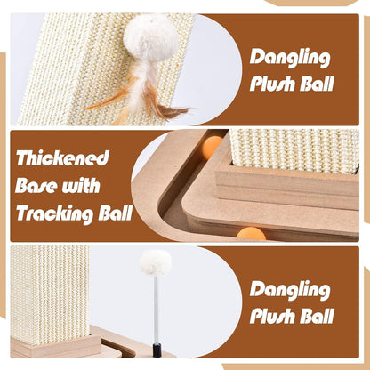 LIFLIX 27" Cat Scratching Post, Sisal Cat Scratcher with Interactive Track Balls and Hanging Balls, Vertical Scratching Posts for Indoor Cats and Kittens3