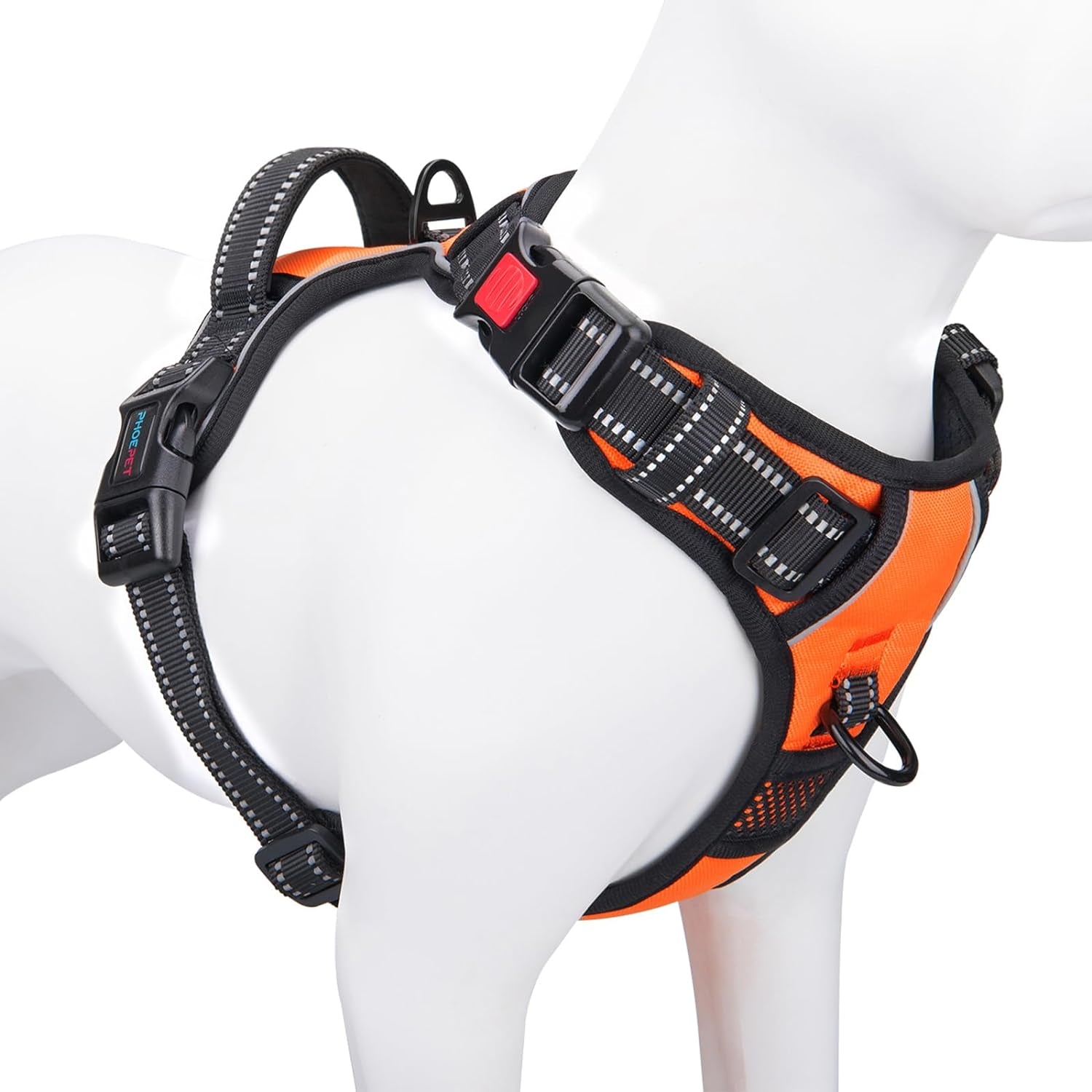 phoepet-no-pull-dog-harness-medium-reflective-front-clip-vest-with-handle-adjustable-2-metal-rings-3-buckles-easy-to-put-on-take-offm-orange