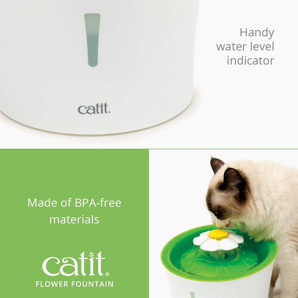 Catit Flower Fountain with Triple Action Filter, Cat Drinking Water Fountain, 3 L, Green | Cat Drinking Water Fountain7