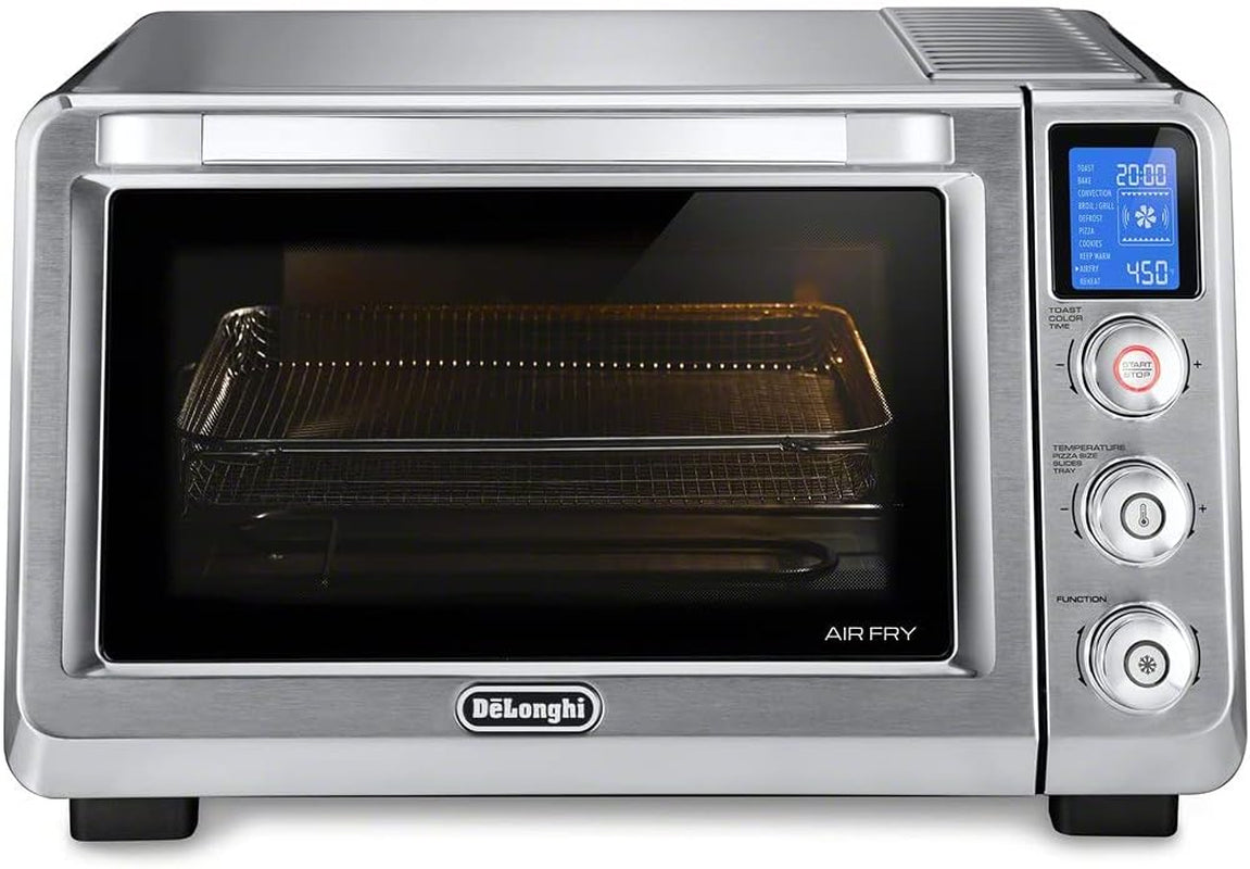 delonghi-10-in-1-digital-airfryer-24l-true-convection-toaster-oven-with-internal-light-grills-broils-bakes-roasts-reheats-preset-for-cookie-pizza-1800-watts-stainless-steel