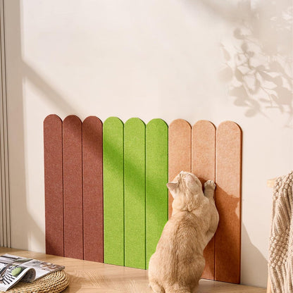 Cat Wall Scratcher, Scratching Pads, 3-Panel 0.35" Thick Felt, Scratching Post Alternative Self-Adhesive Cat Scratch Mat for Sofa/Door/Wall (Longan Yellow)10