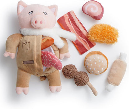 Nocciola Stuffed Pig Dog Toys: Hide and Seek Funny Squeaky Crinkle Plush Dog Chew Toys for Small Medium Breed, Cognitive Training Pet Enrichment Gifts Supplies1