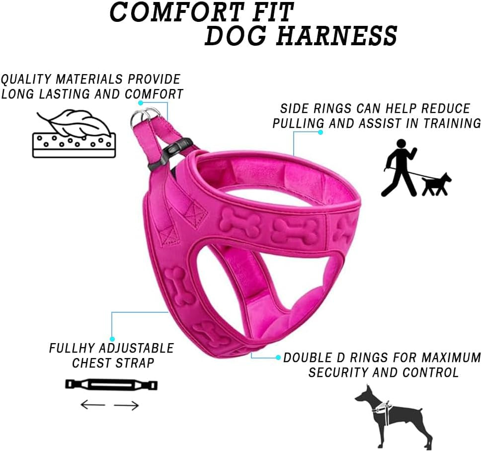 comfort-fit-step-in-dog-puppy-harness-comfortable-all-weather-dog-vest-harness-adjustable-soft-padded-easy-to-put-on-for-small-medium-sized-dogs-plush-both-side-velvet