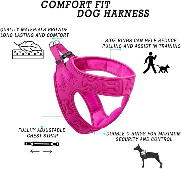 Comfort Fit Step-In Dog & Puppy Harness - Comfortable All Weather Dog Vest Harness: Adjustable, Soft Padded, Easy to Put-On for Small, Medium-Sized Dogs (Plush Both Side Velvet)6