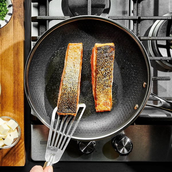 Hexclad 10" Hybrid Nonstick Frying Pan with Lid, Dishwasher & Oven Safe | Stay-Cool Handles, Dishwasher and Oven Safe up to 900°F, Compatible with All Cooktops7