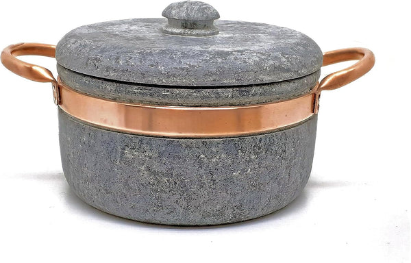 Soapstone 2.4 Qt Dutch Oven with Copper Handles by  | Handcrafted from a Block of Pure Soapstone | Non-Toxic and Non-Stick | Unique, Durable and Eco-Friendly1