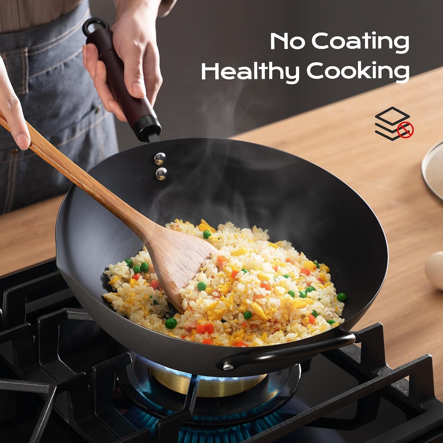wok-13-5-inch-carbon-steel-wok-pan-with-steamer-stir-fry-pans-nonstick-5qt-flat-bottom-chinese-woks