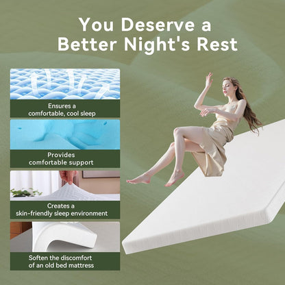 Twin XL Mattress Topper, 3 Inch Gel Memory Foam Topper for Dorm & College Students, Foam Pad with Non-Slip Washable Cover & Adjustable Straps, Pressure Relief, Certipur-Us Certified, White8